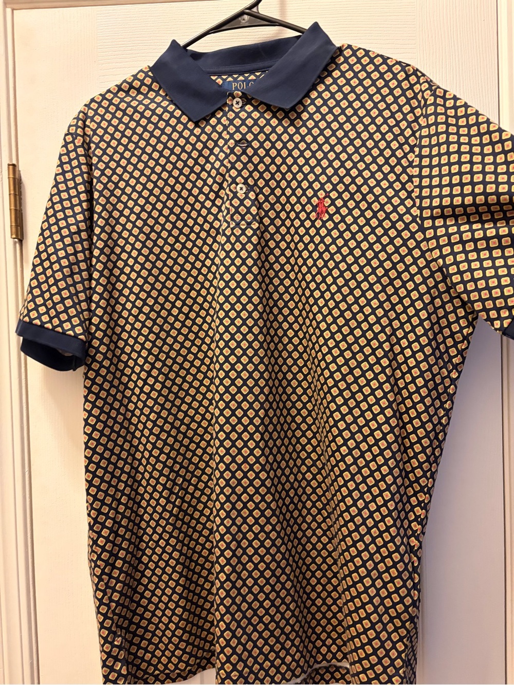 Polo by Ralph Lauren Navy & Beige Geometric Polo Shirt